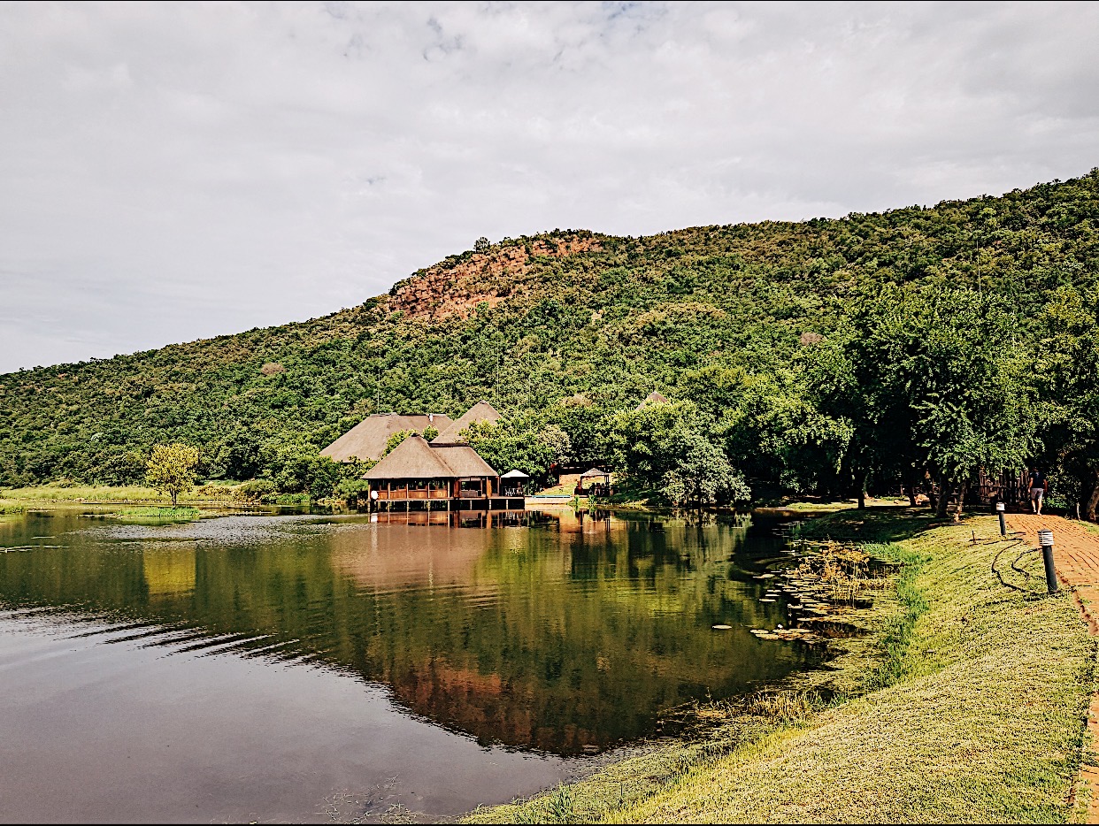 Looking across the dam to the game lodge at Intundla